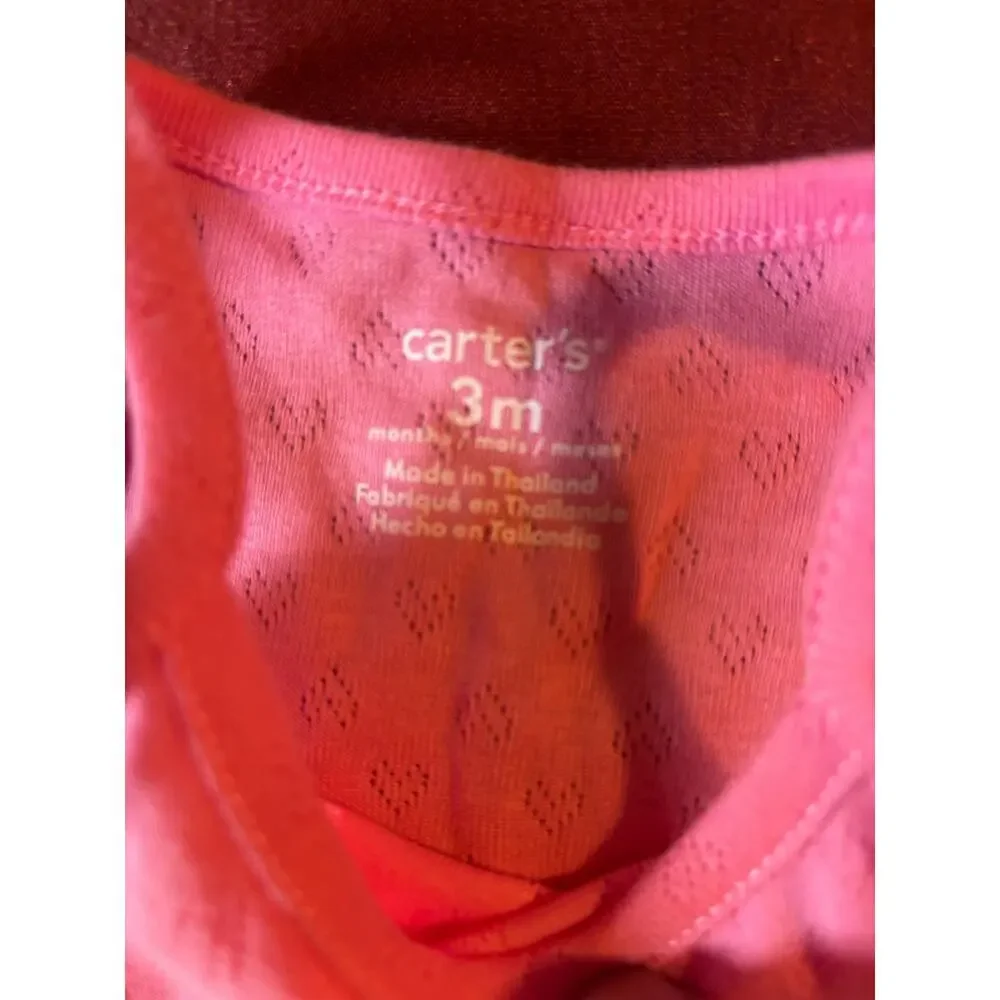 Carters Tank Top Baby Girls 3M Pink Eyelet Ruffle Hem Sleeveless Infant Casual